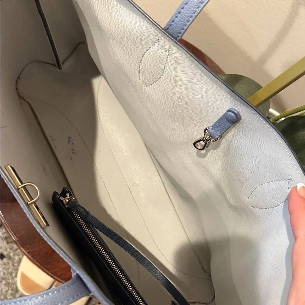Kate Spade Gray Tote with Floral Scarf and Pouch designer purse wristlet